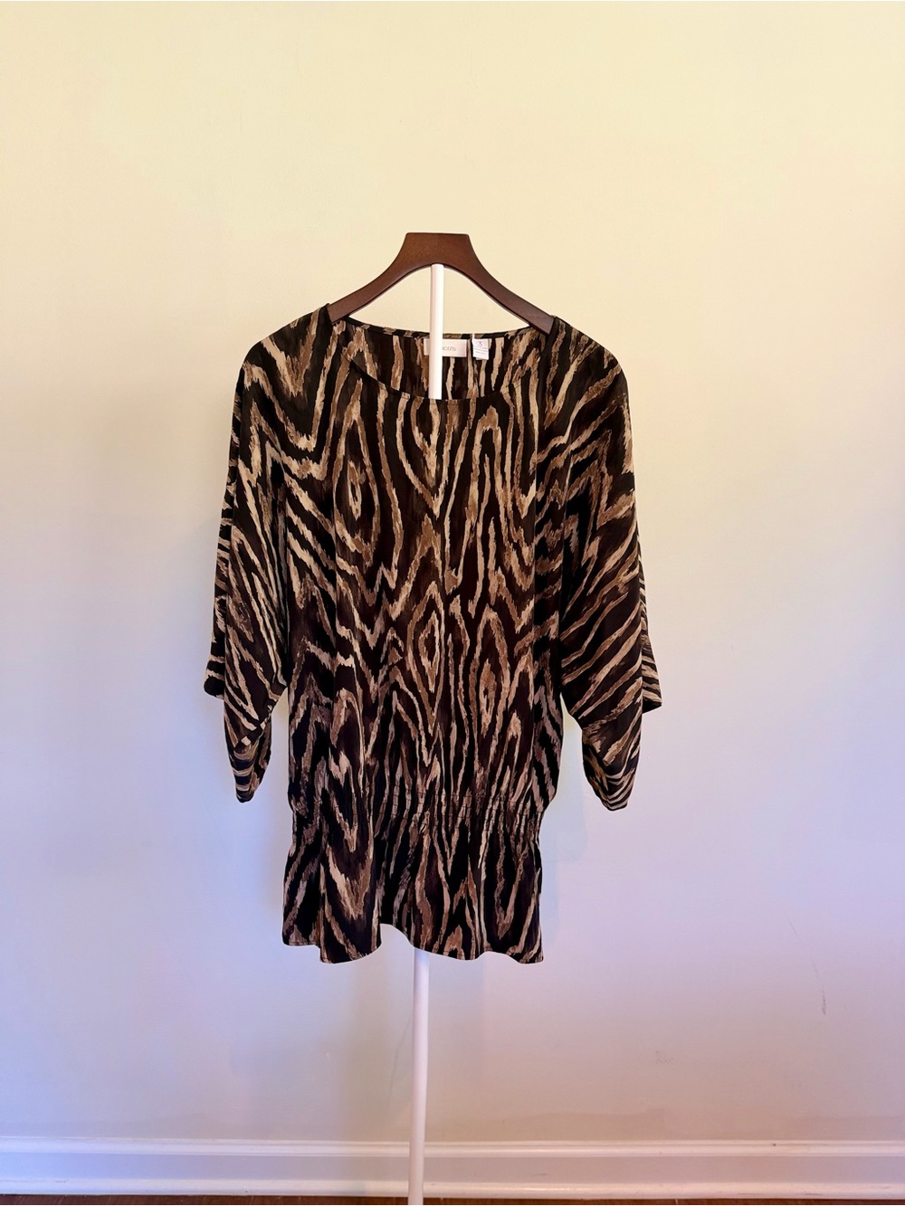 Chico’s Leopard Animal Print Tunic Top Size 3/US 16 (XL) Peplum Blouse